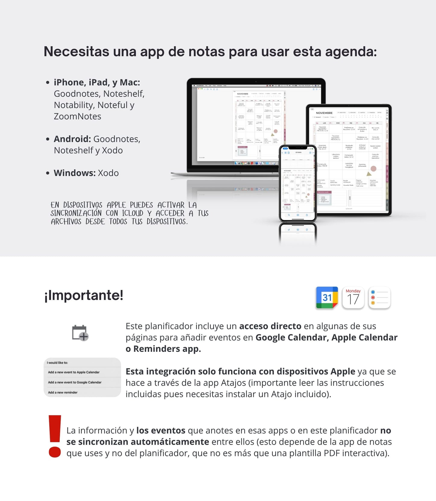 Undated digital planner for teachers - Spanish version (Portrait)