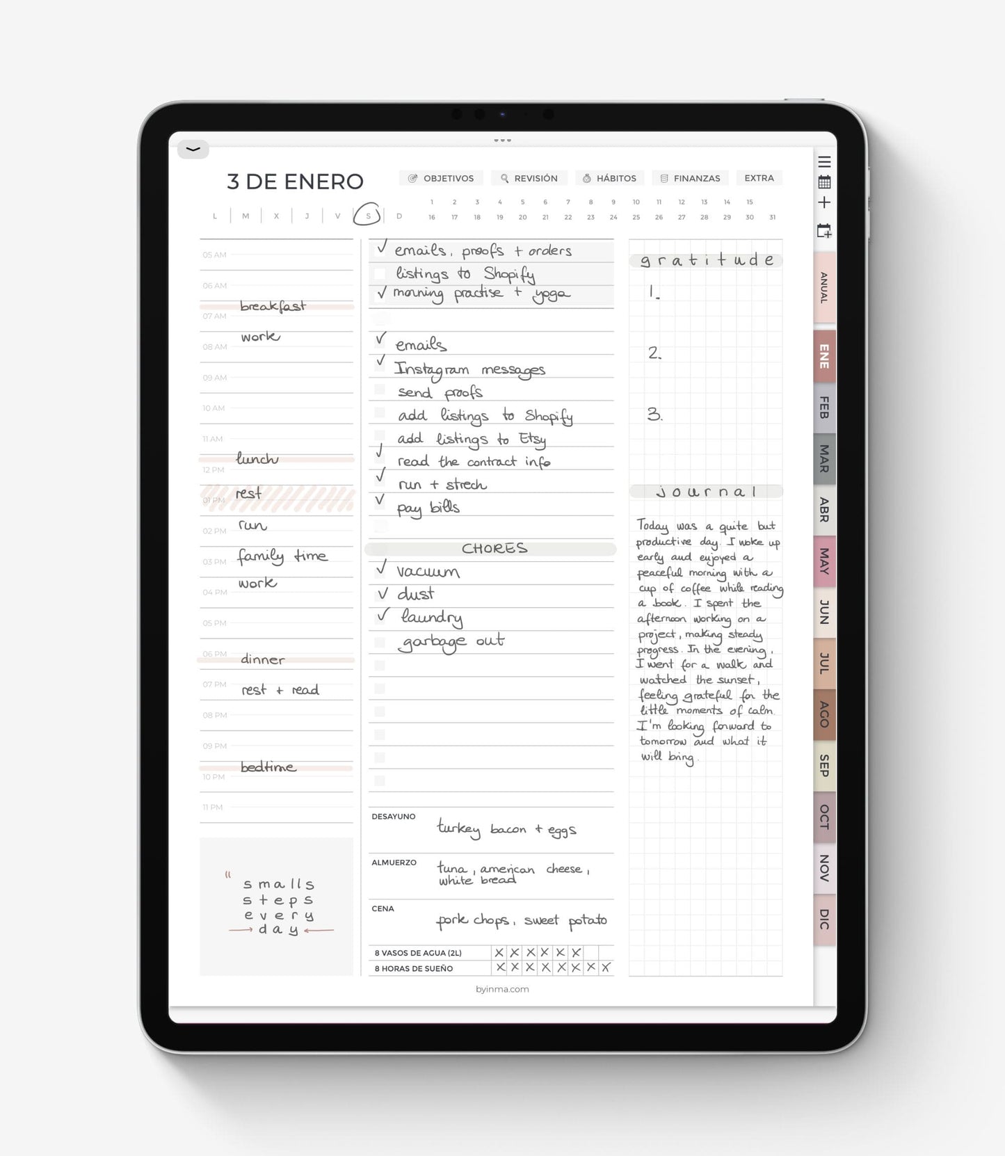 Undated digital planner - Landscape version