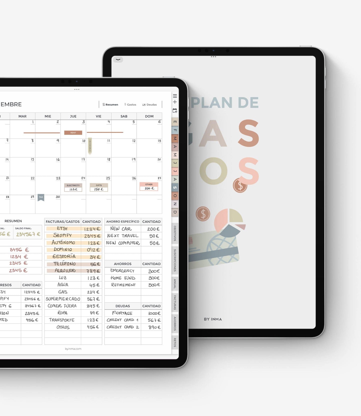 Digital budget planner - Landscape version