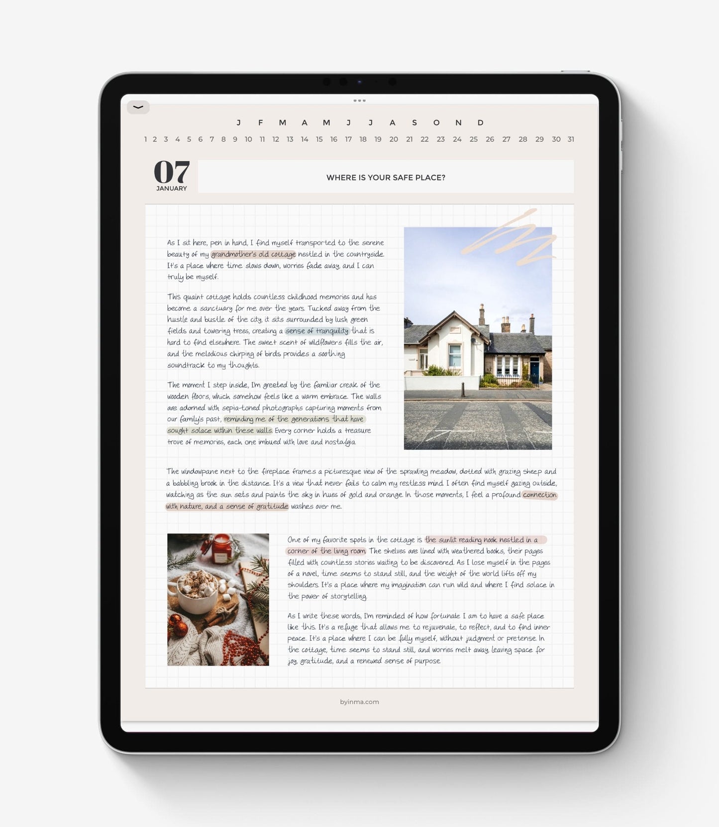 Diario digital con sugerencias de escritura