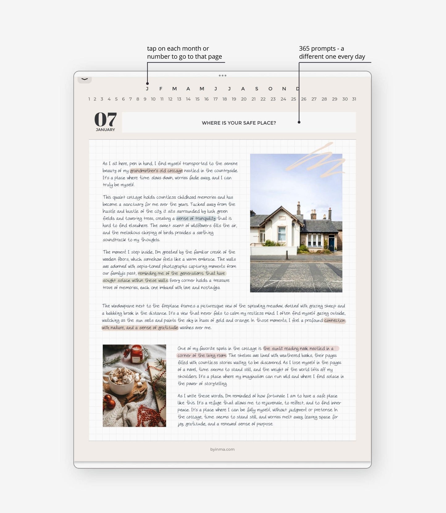 Diario digital con sugerencias de escritura