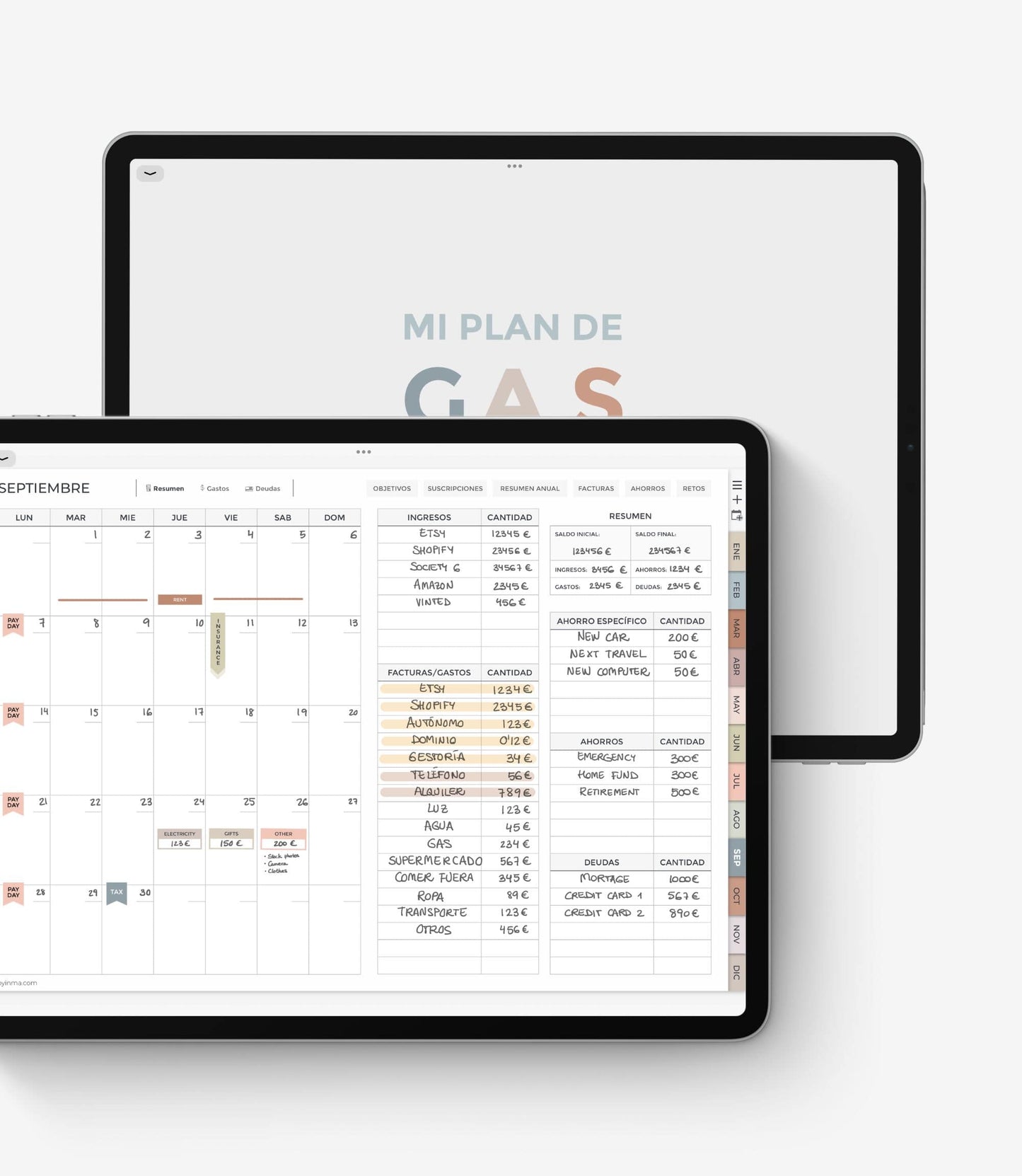 Digital budget planner - Portrait version