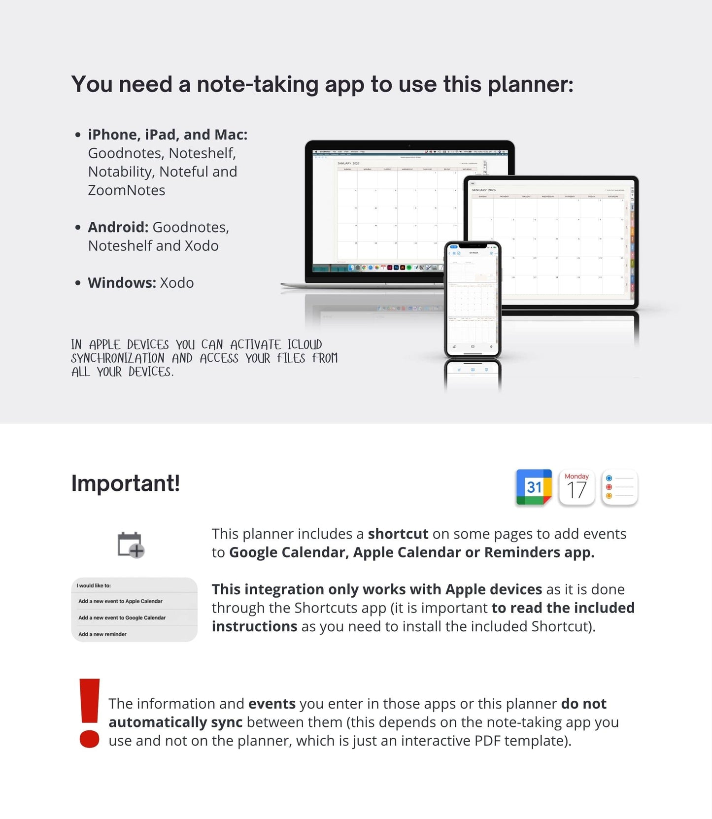 Simple digital planner 2026