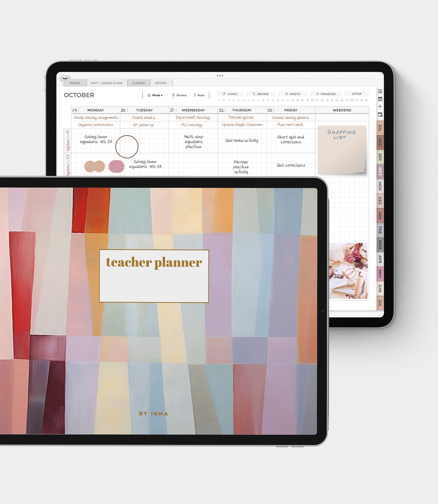 Undated digital planner for teachers - Portrait version