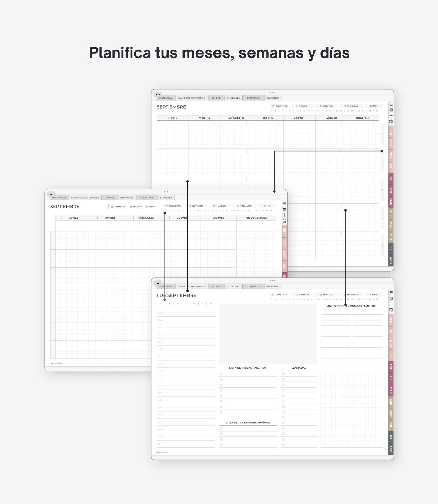 Agenda digital docente sin fecha - Versión horizontal