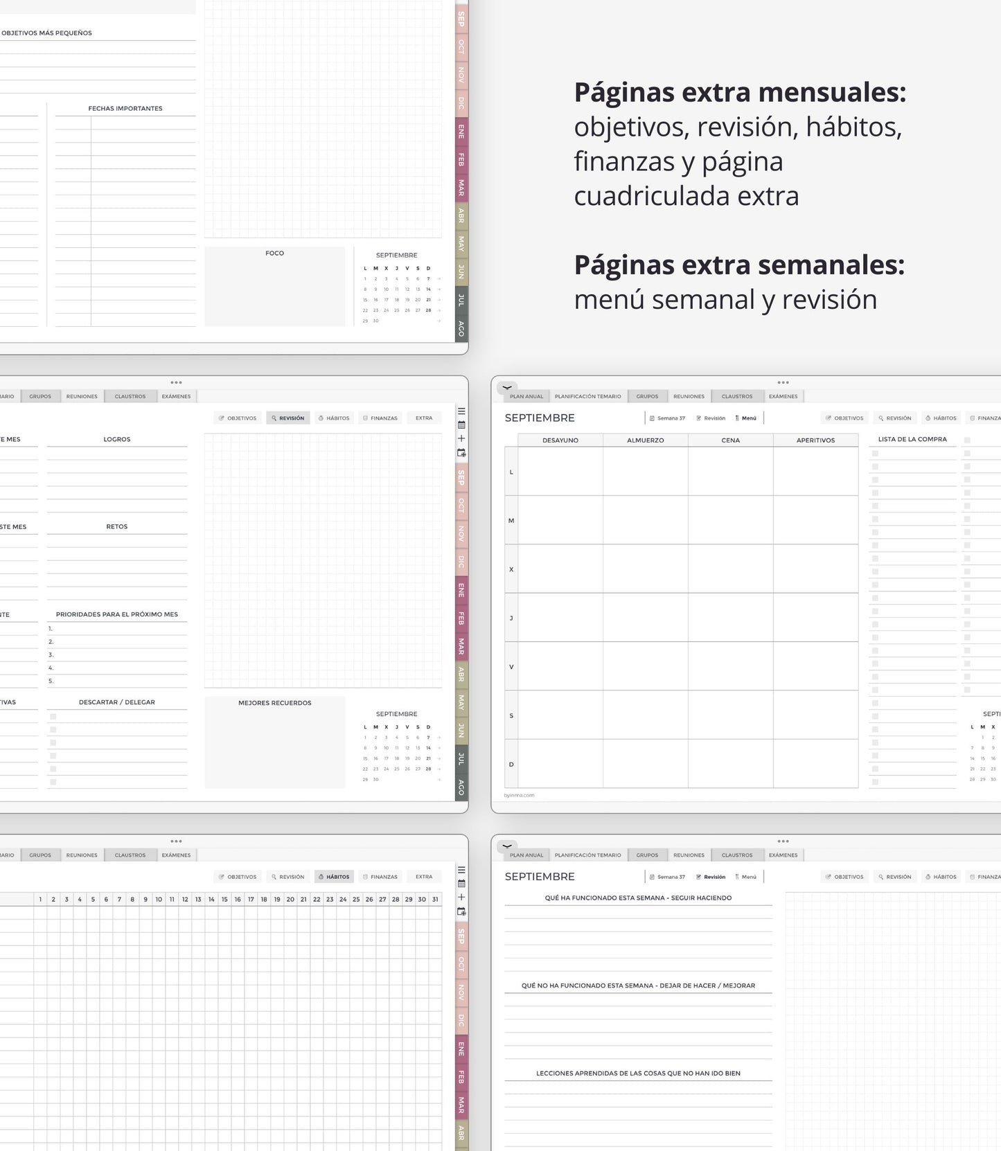 Agenda digital docente sin fecha - Versión horizontal
