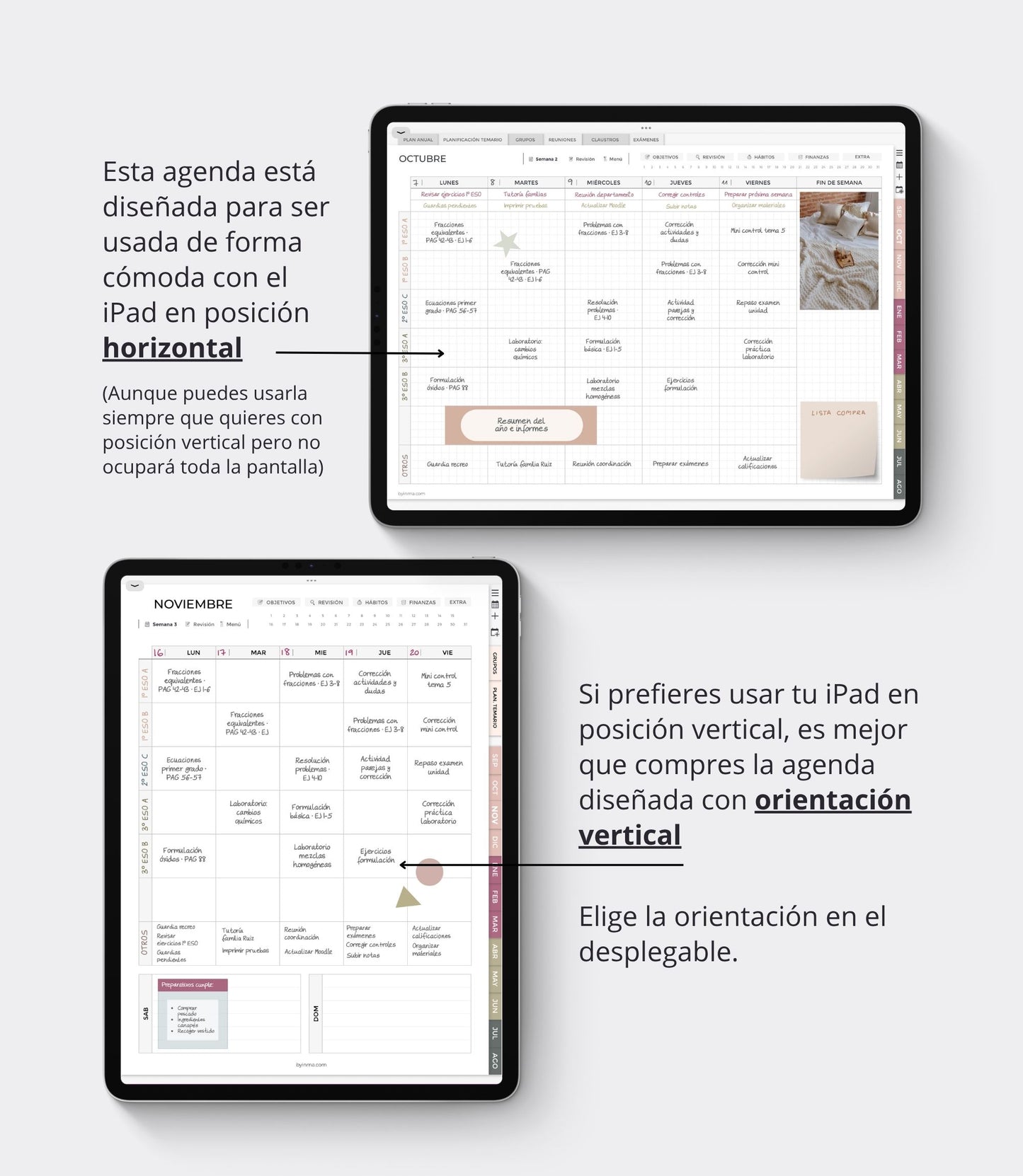 Agenda digital docente sin fecha - Versión horizontal