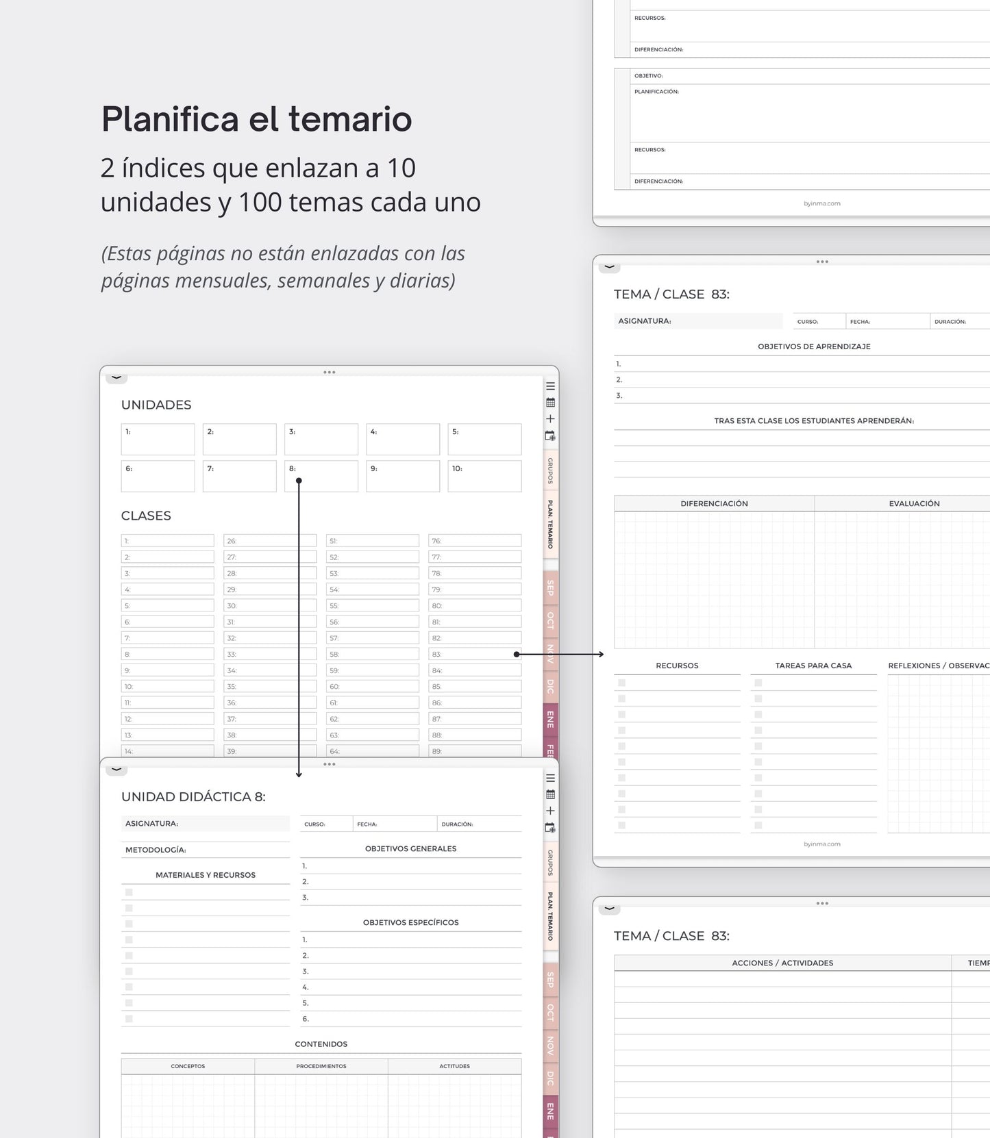 Undated digital planner for teachers - Spanish version (Portrait)