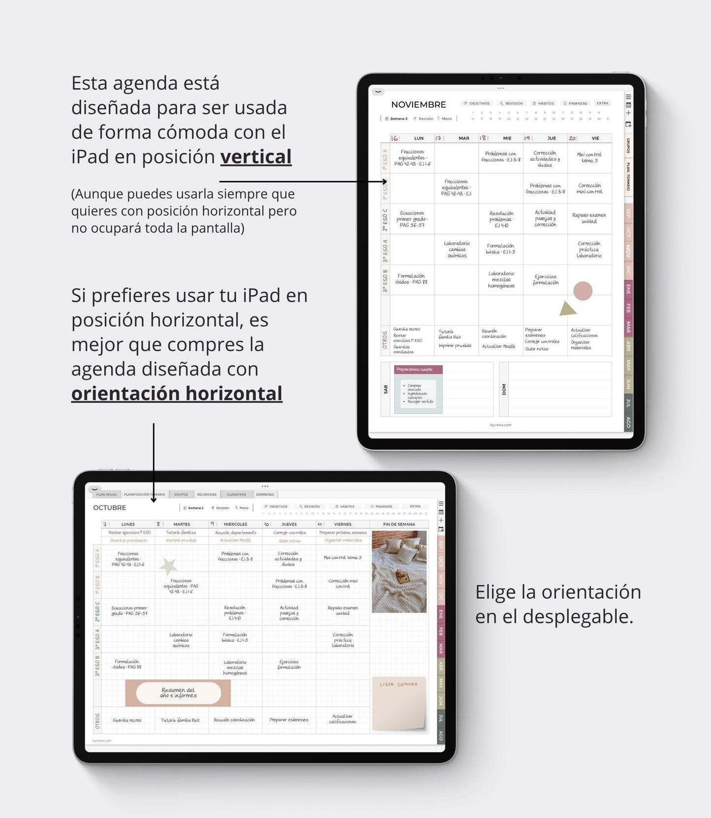 Undated digital planner for teachers - Spanish version (Portrait)