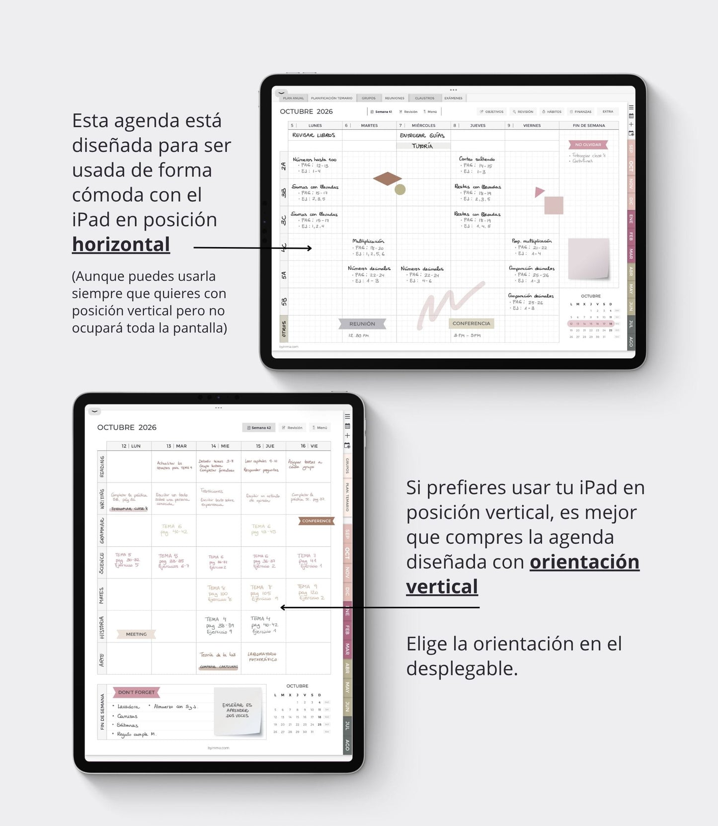 Teacher digital planner 2026-27 - Spanish version (Landscape)
