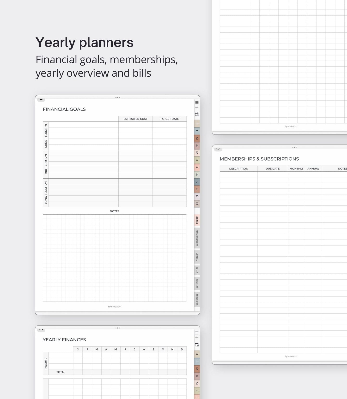 Digital budget planner - Portrait version