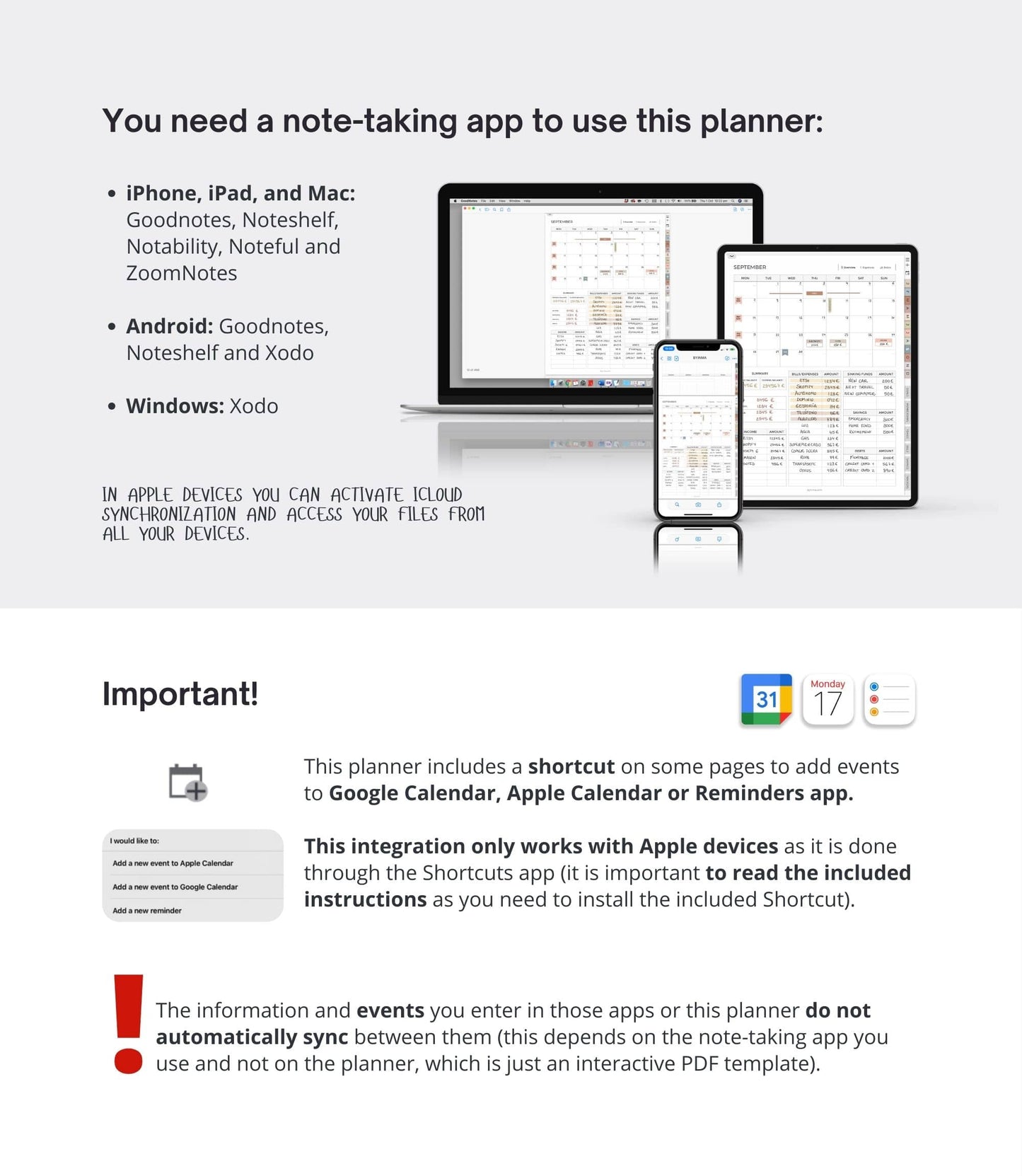 Digital budget planner - Portrait version