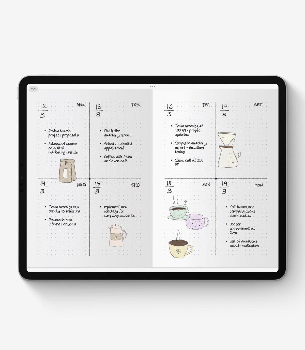 Digital bullet journal