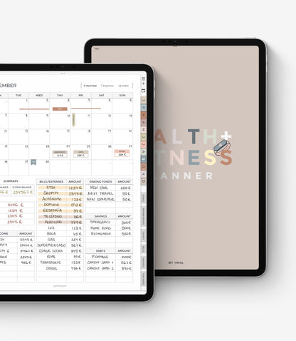 Digital health and fitness planner - Portrait version