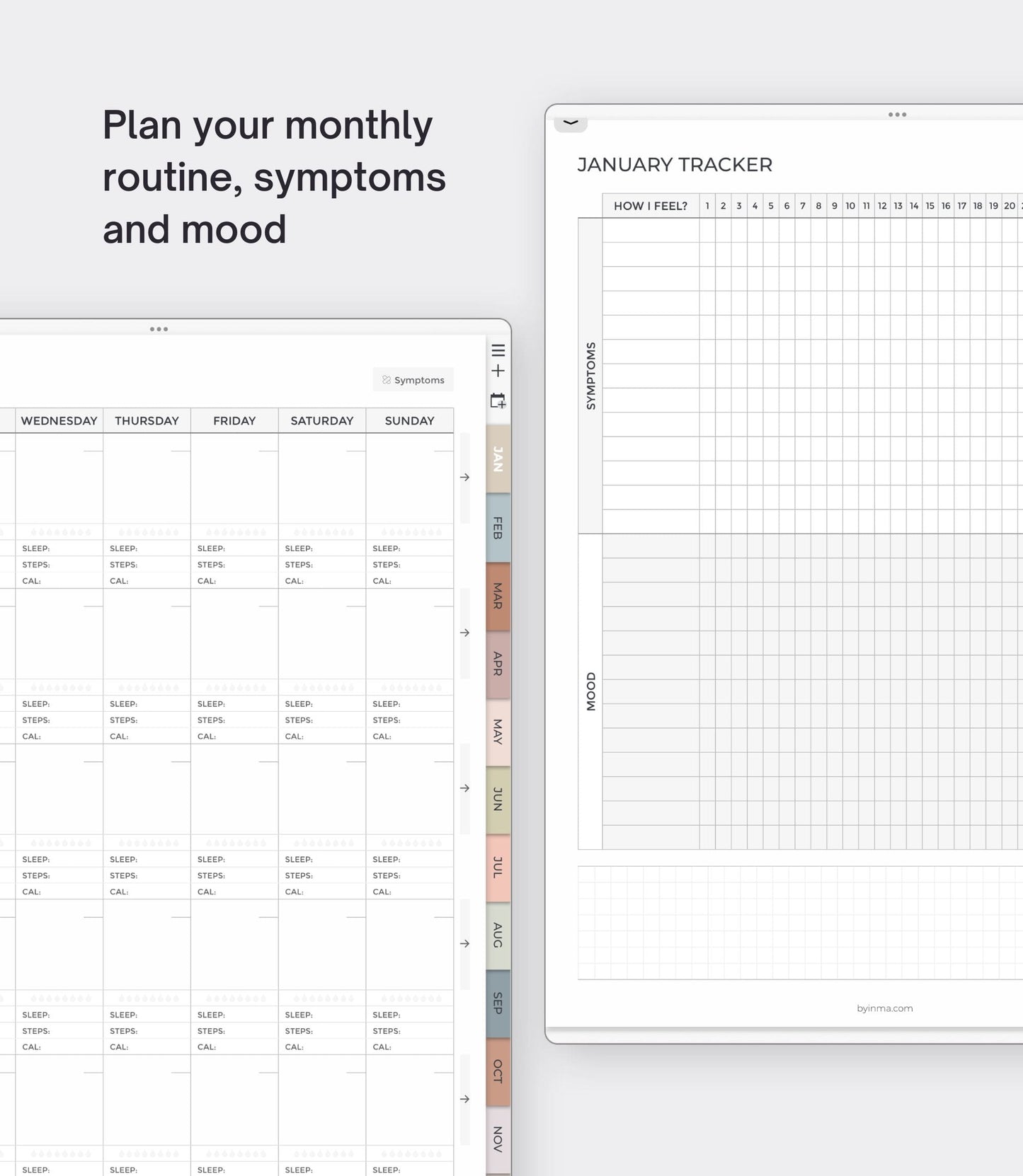 Digital health and fitness planner - Portrait version
