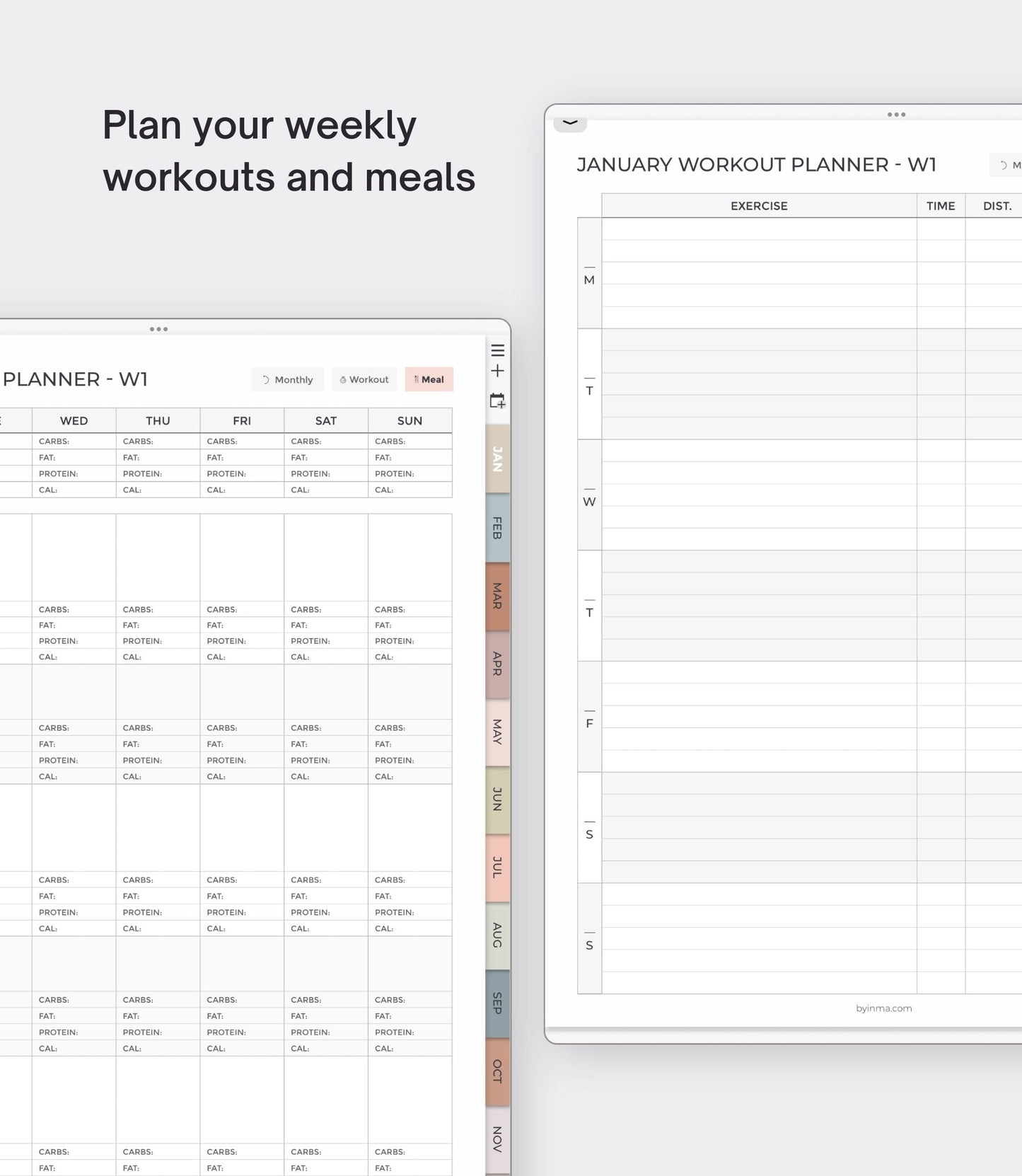 Digital health and fitness planner - Portrait version
