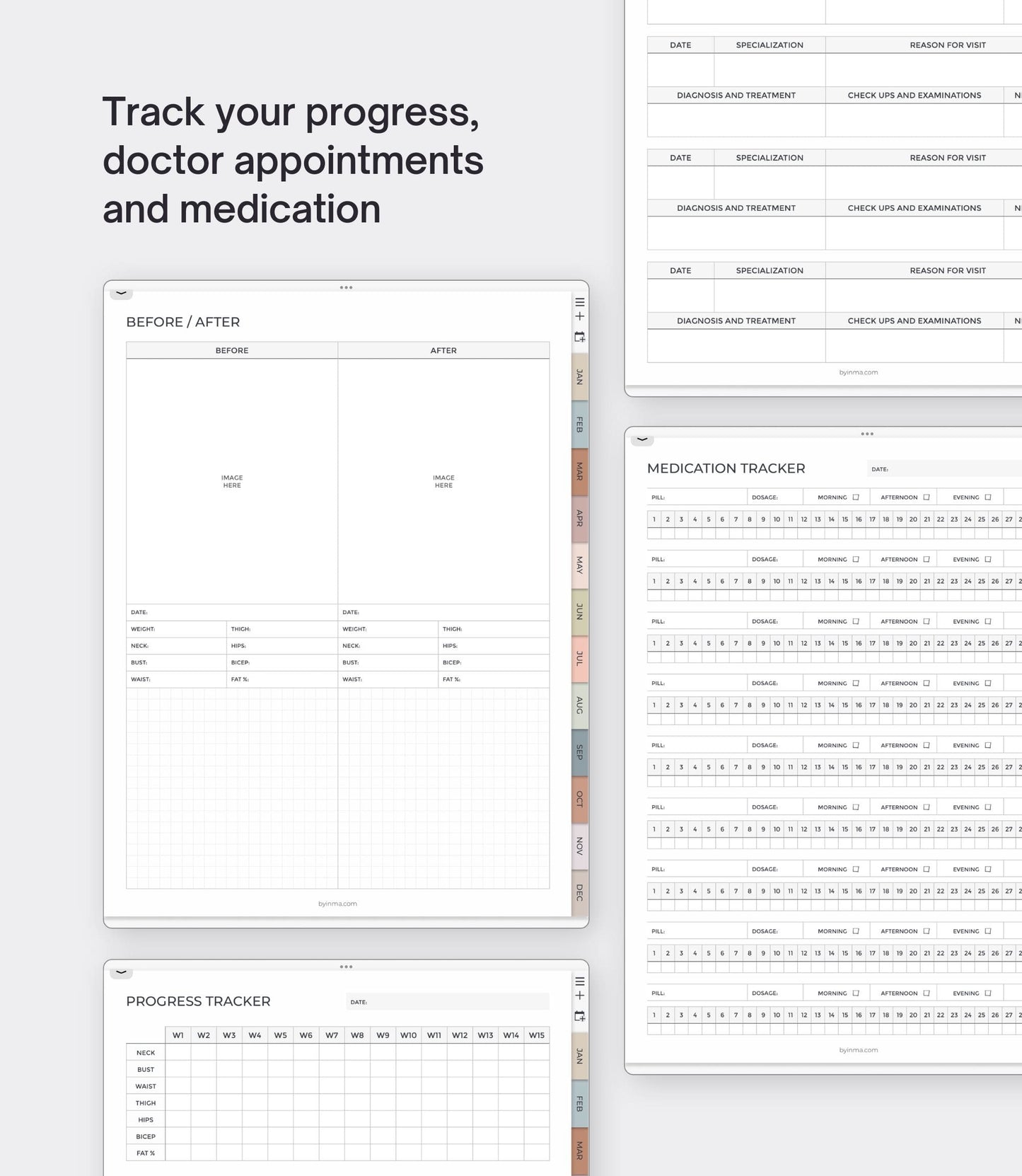 Digital health and fitness planner - Portrait version