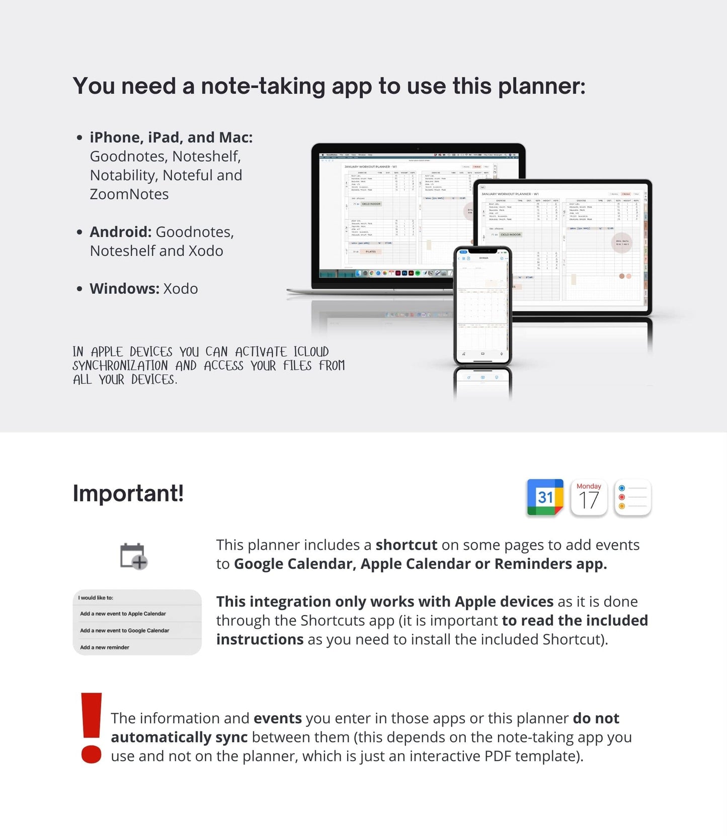 Digital health and fitness planner - Landscape version