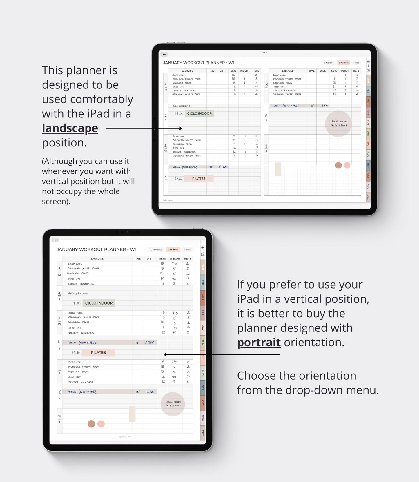 Digital health and fitness planner - Landscape version
