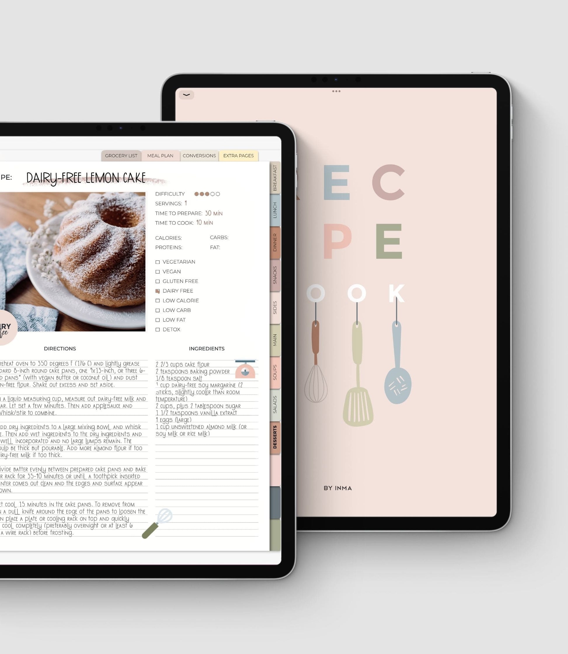 Digital recipe journal for iPad and Goodnotes app - BY INMA – By Inma