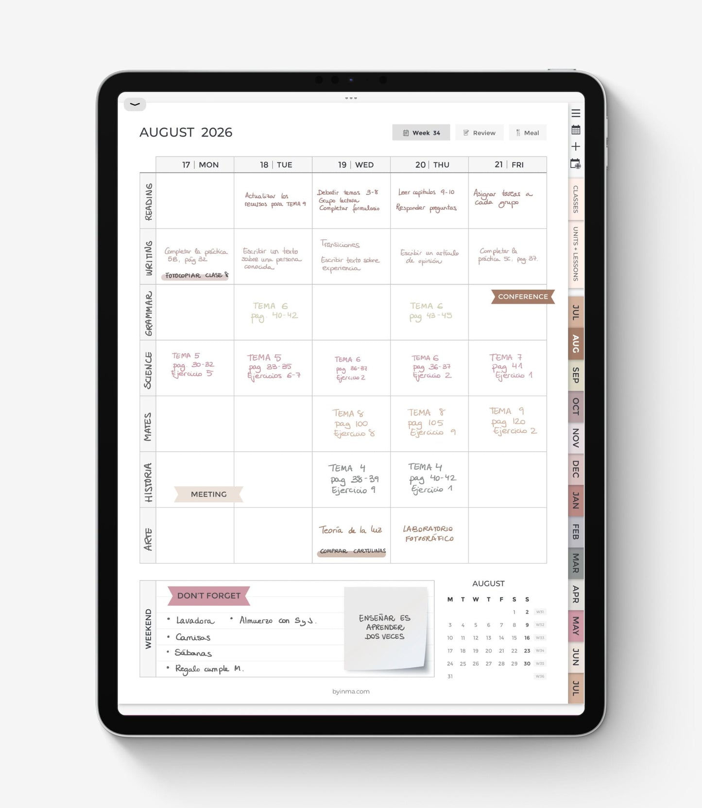 Agenda digital para profes 2025-2026 - Versión inglés