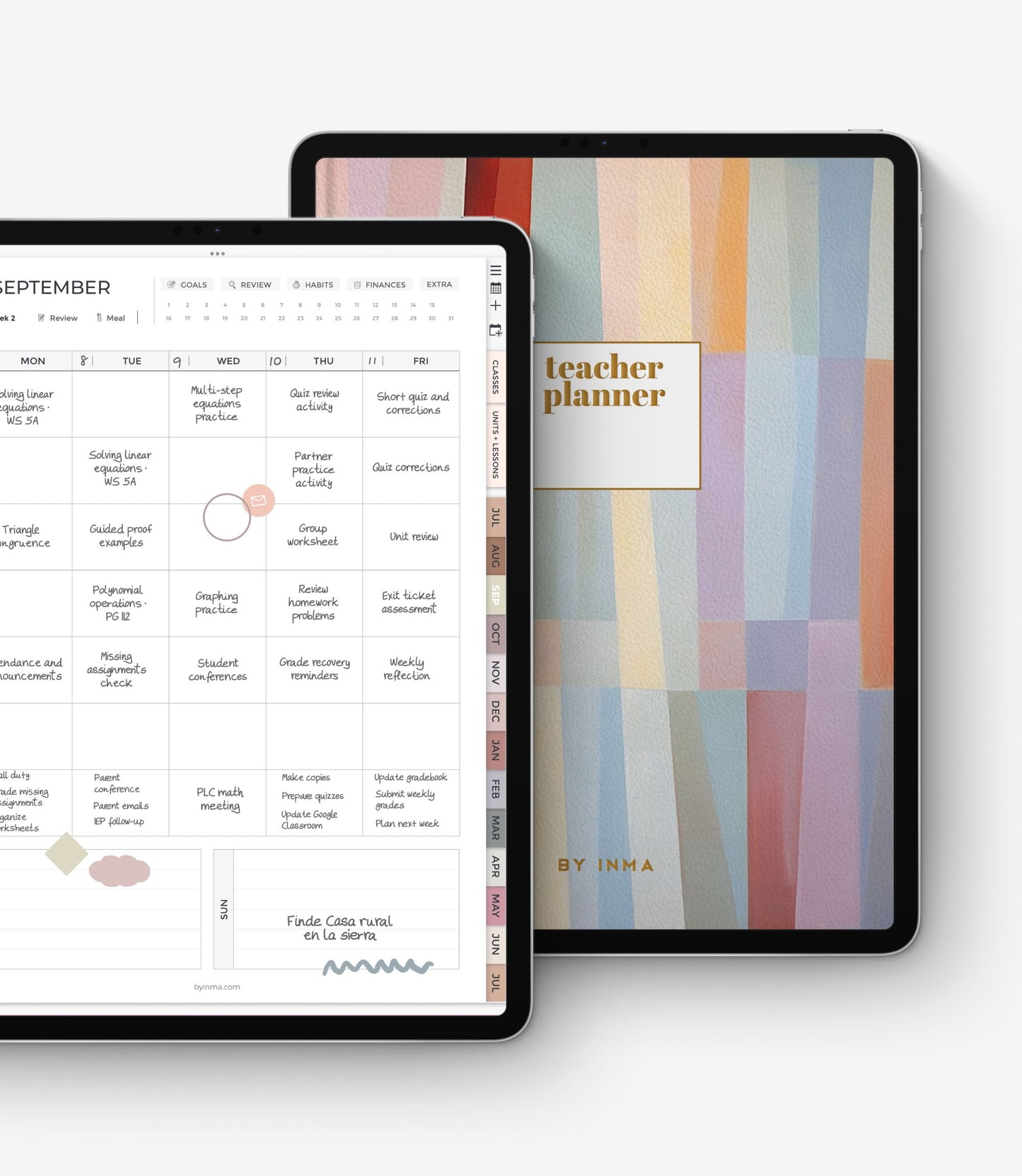 Undated digital planner for teachers - Landscape version