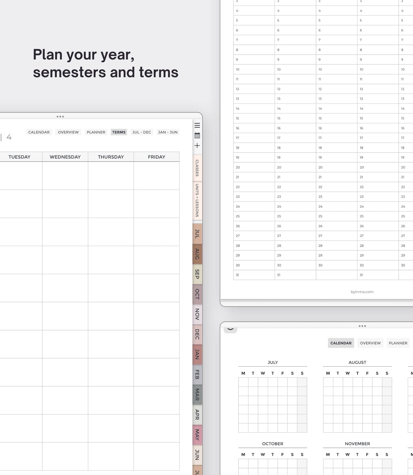 Undated digital planner for teachers - Portrait version