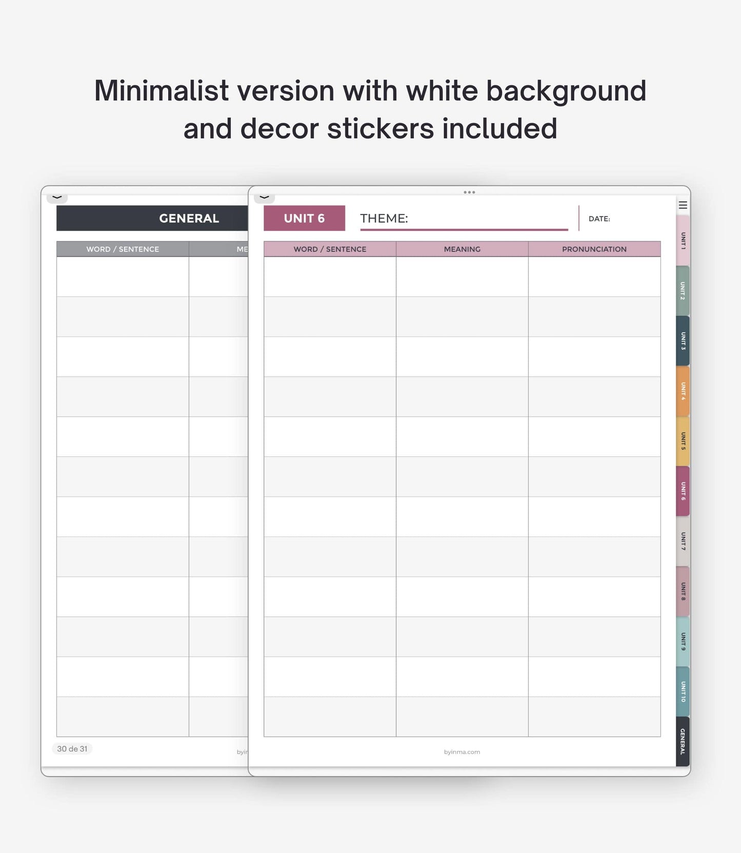 Digital vocabulary notebook