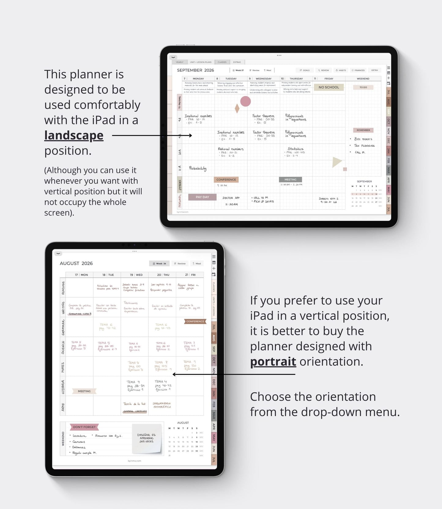 Teacher digital planner 2026-27 - Landscape version