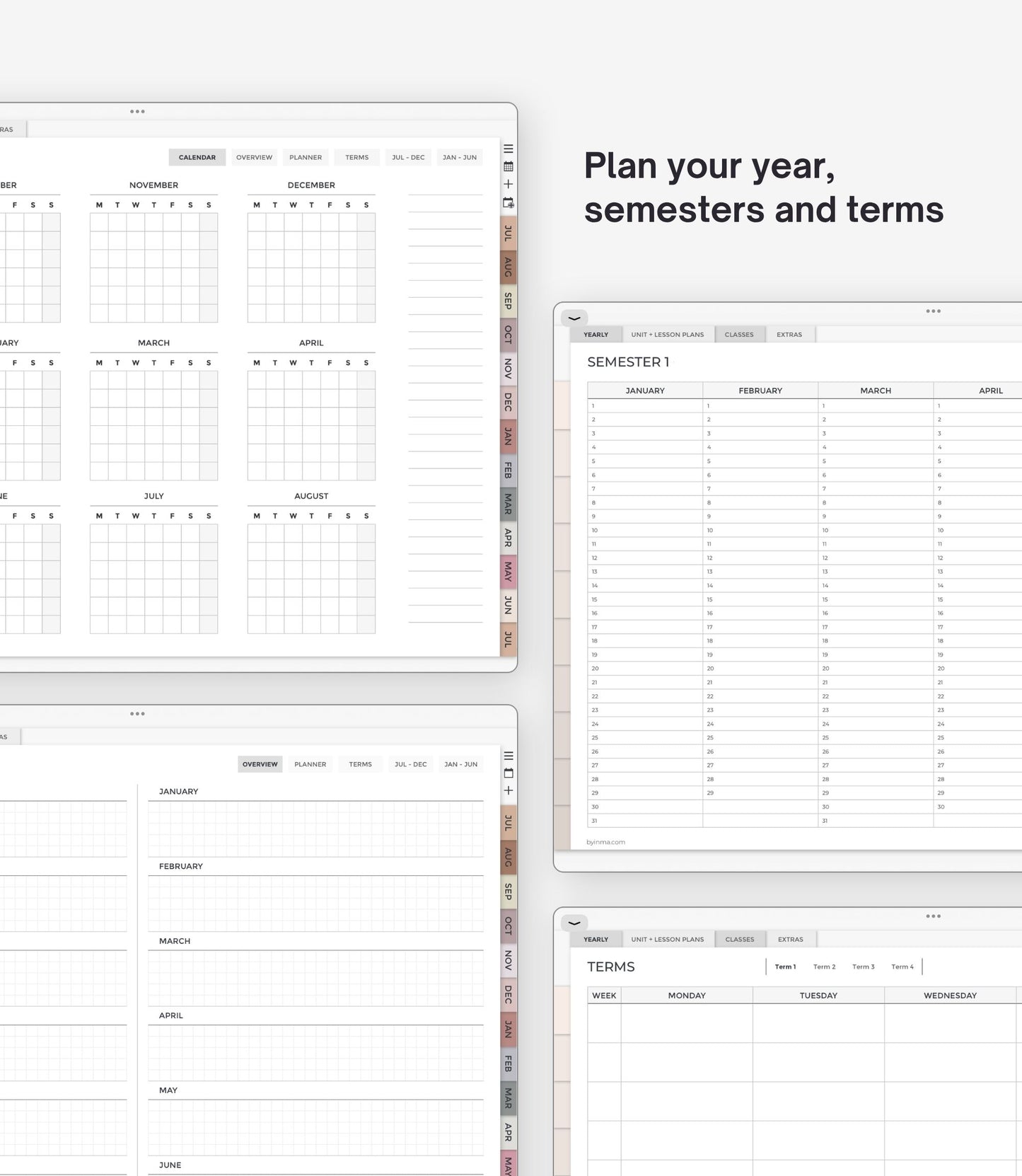Undated digital planner for teachers - Landscape version