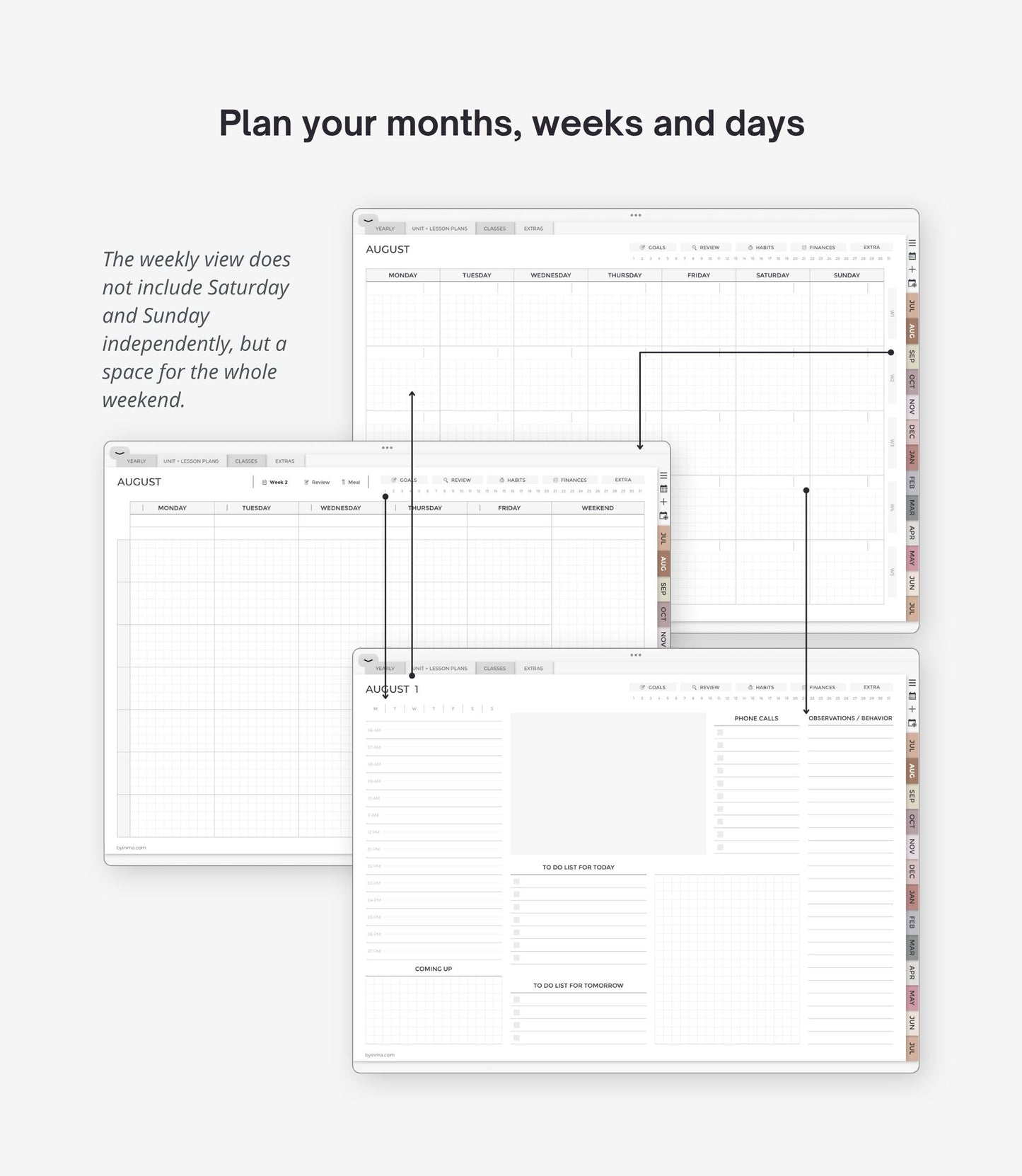 Undated digital planner for teachers - Landscape version