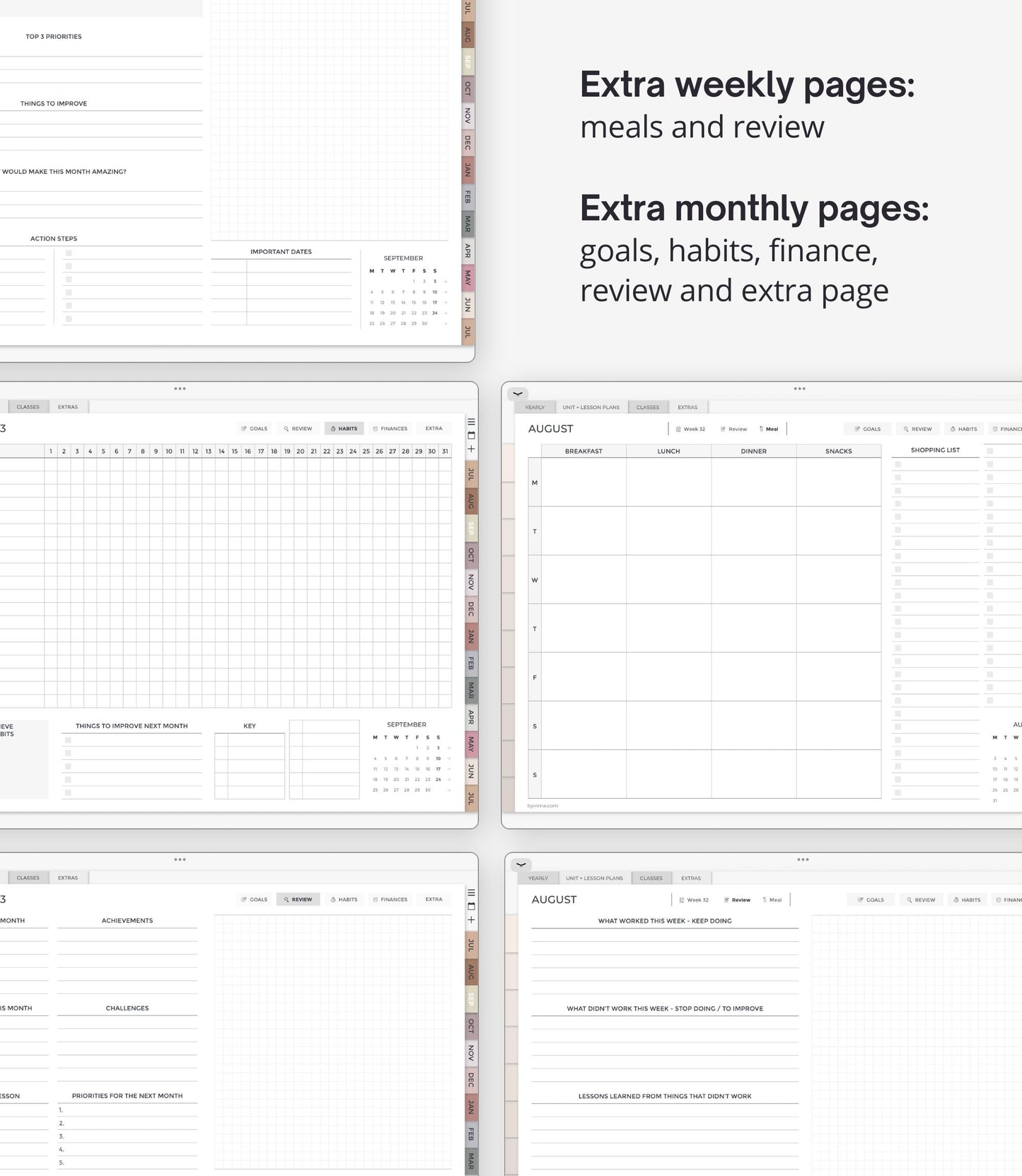 Undated digital planner for teachers - Landscape version