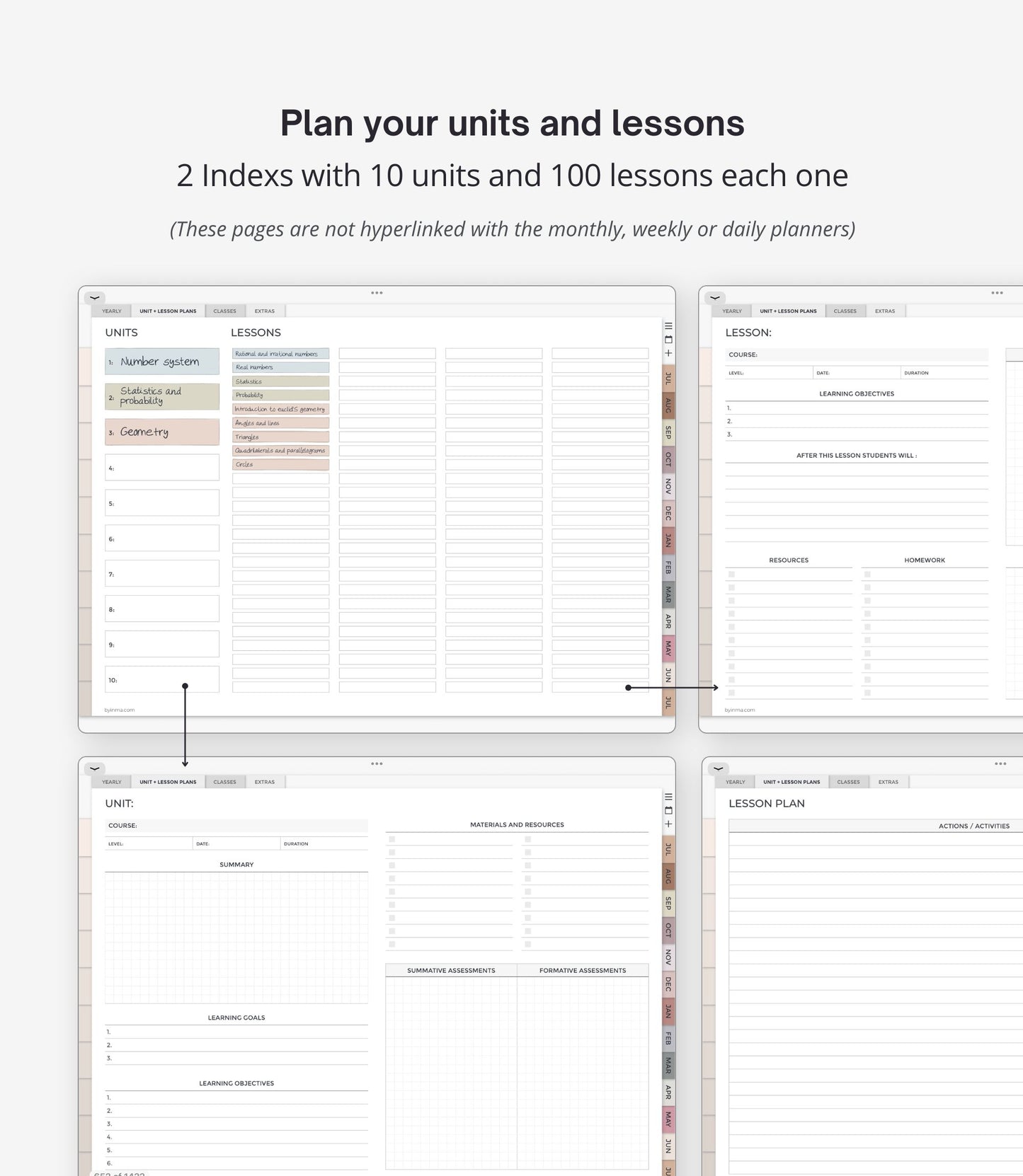 Undated digital planner for teachers - Landscape version