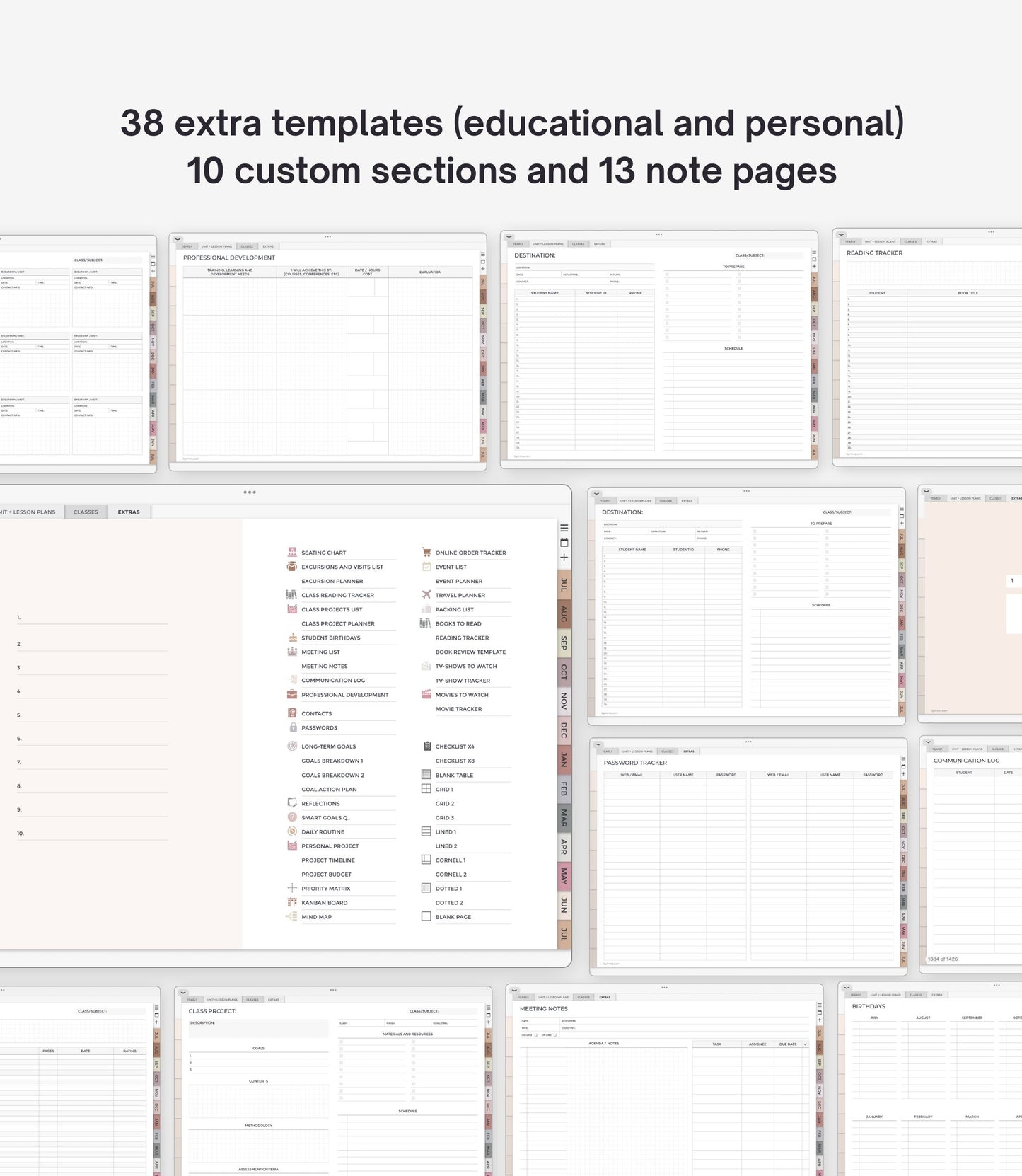 Undated digital planner for teachers - Landscape version