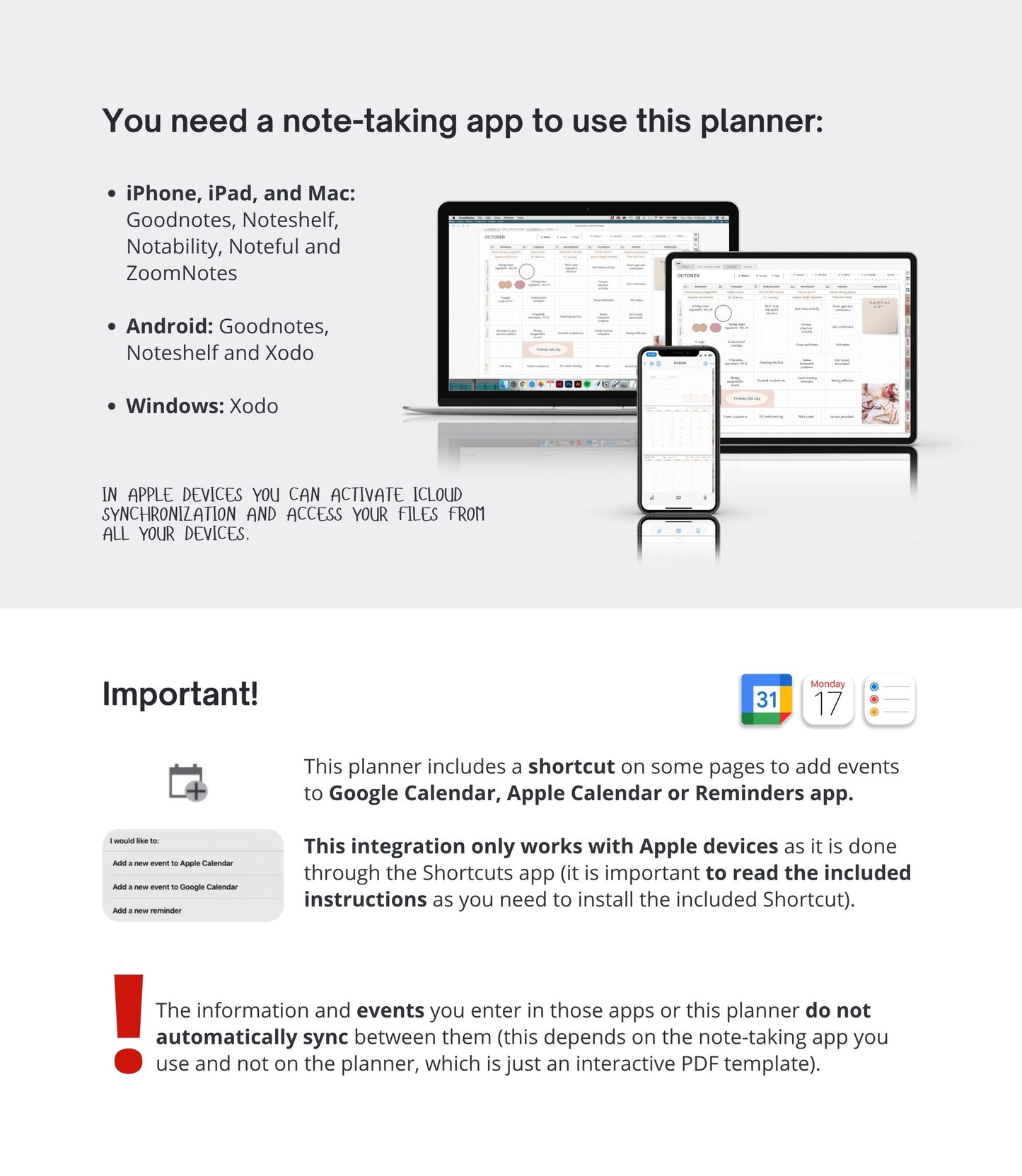 Undated digital planner for teachers - Landscape version
