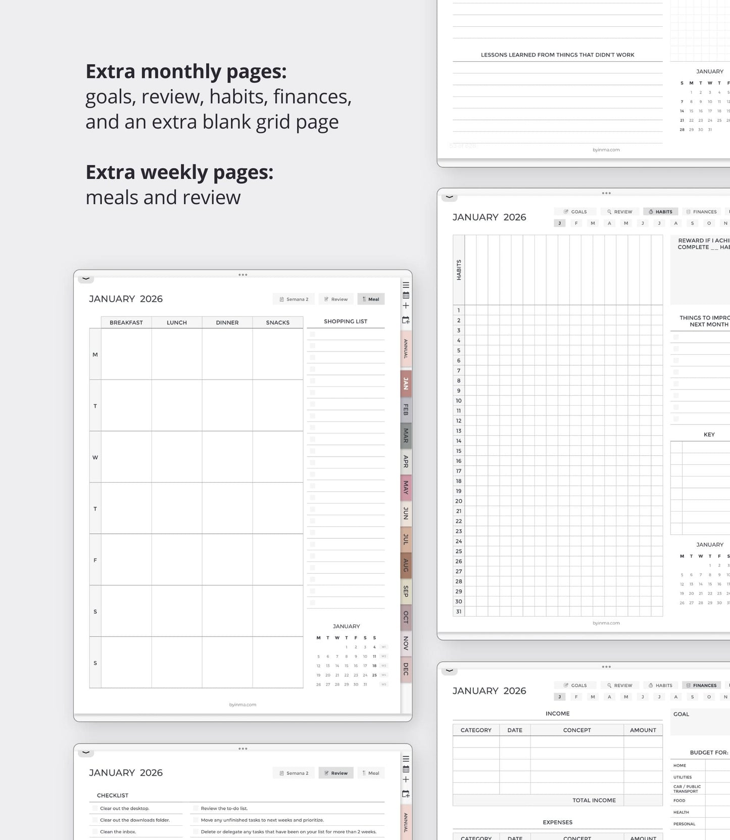 2026 digital planner - Portrait version