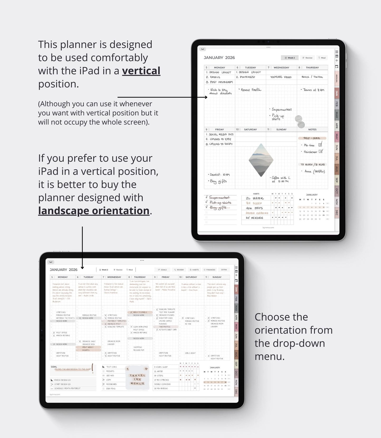 2026 digital planner - Portrait version
