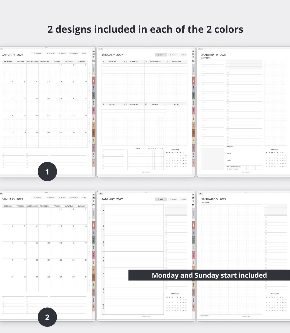 2027 digital planner - Portrait version