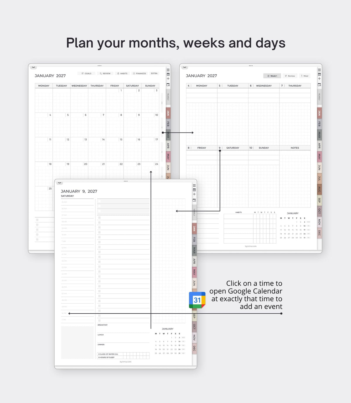 2027 digital planner - Portrait version