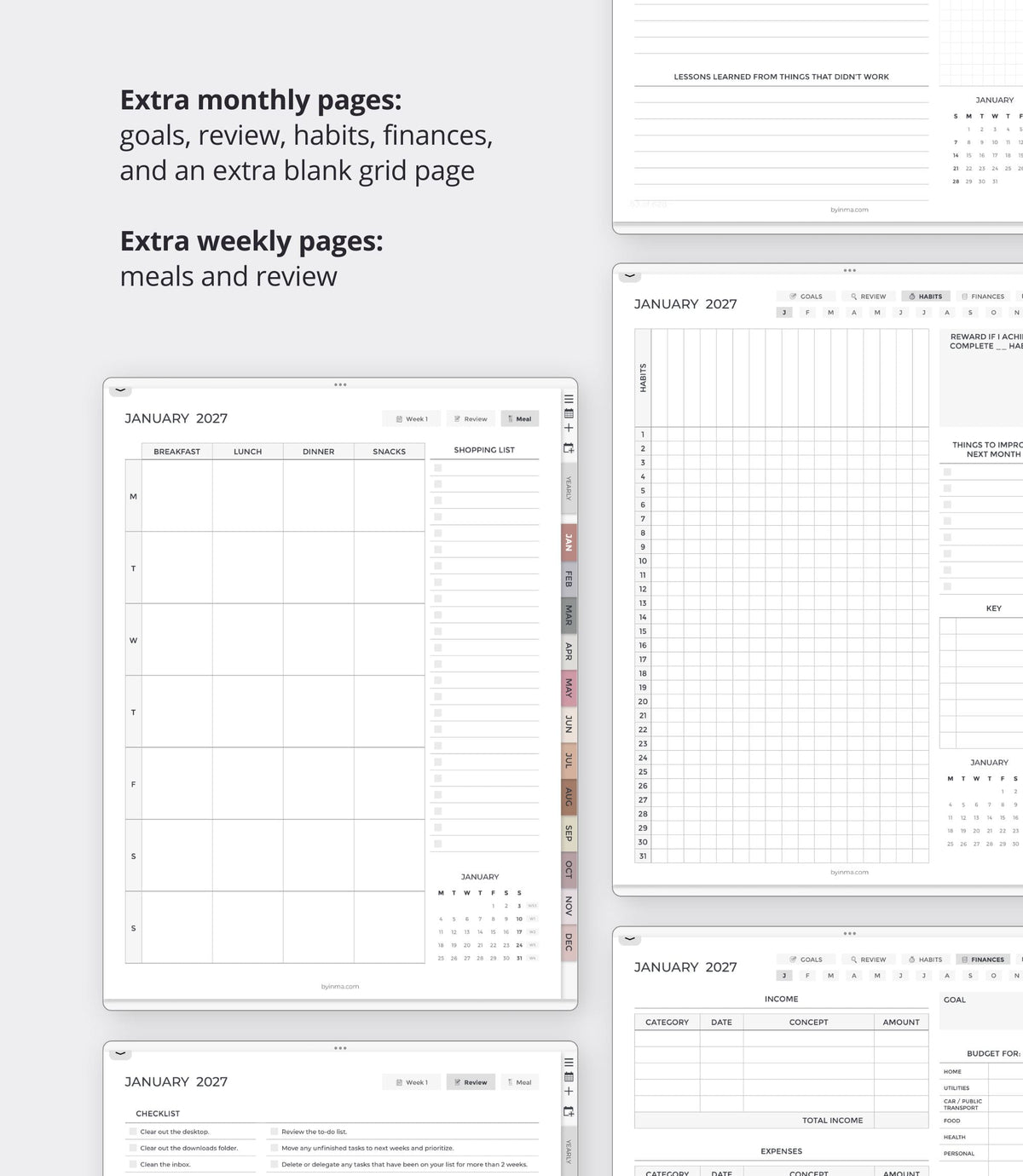 2027 digital planner - Portrait version