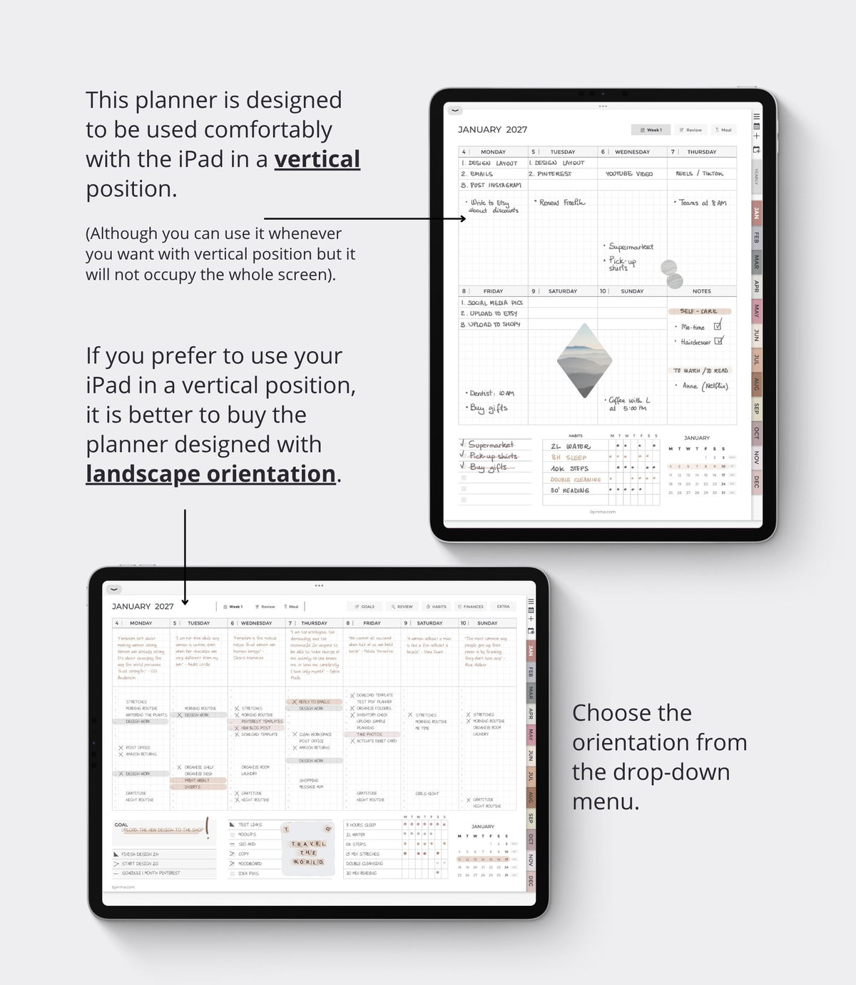 2027 digital planner - Portrait version