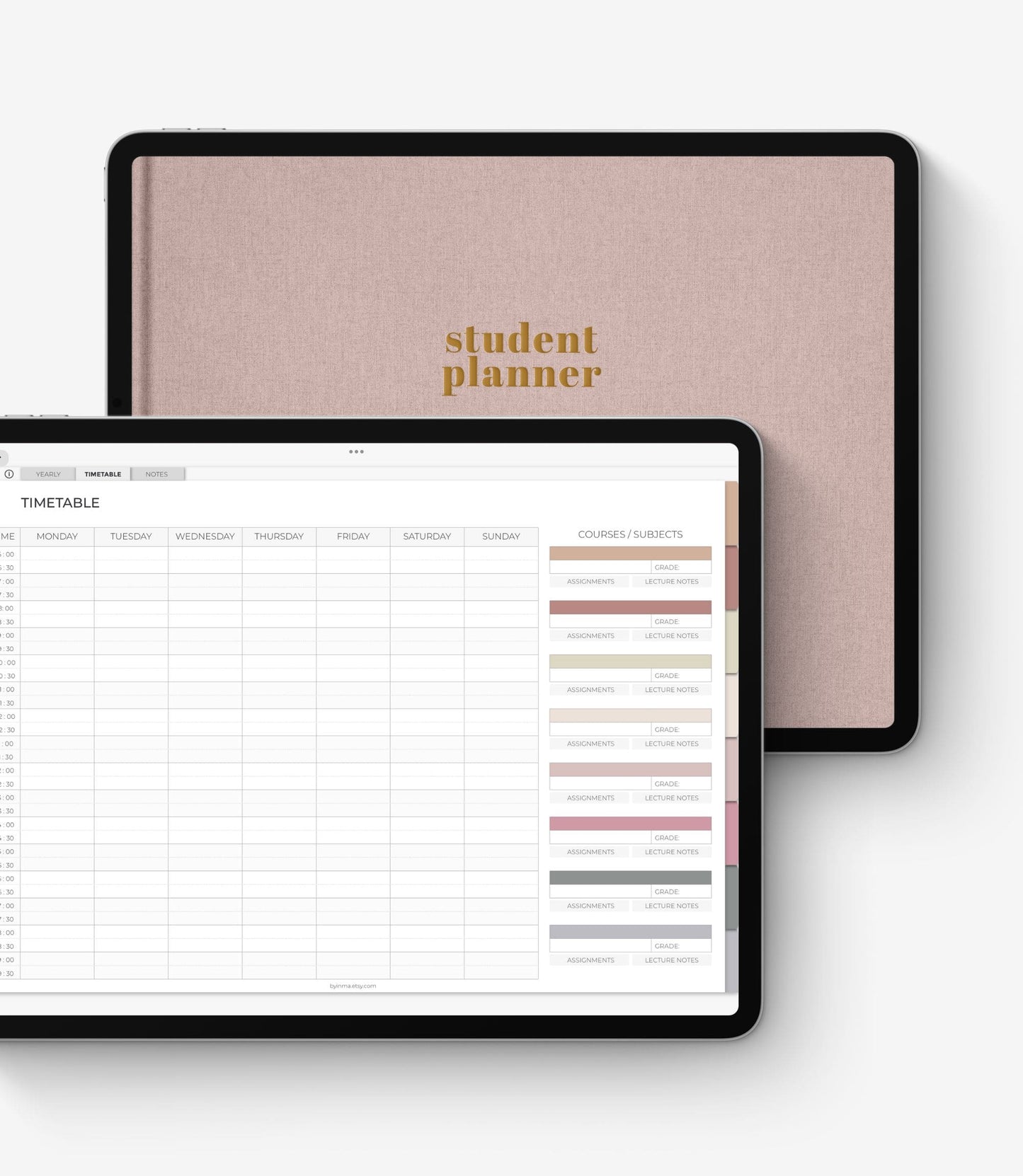 Undated digital student planner