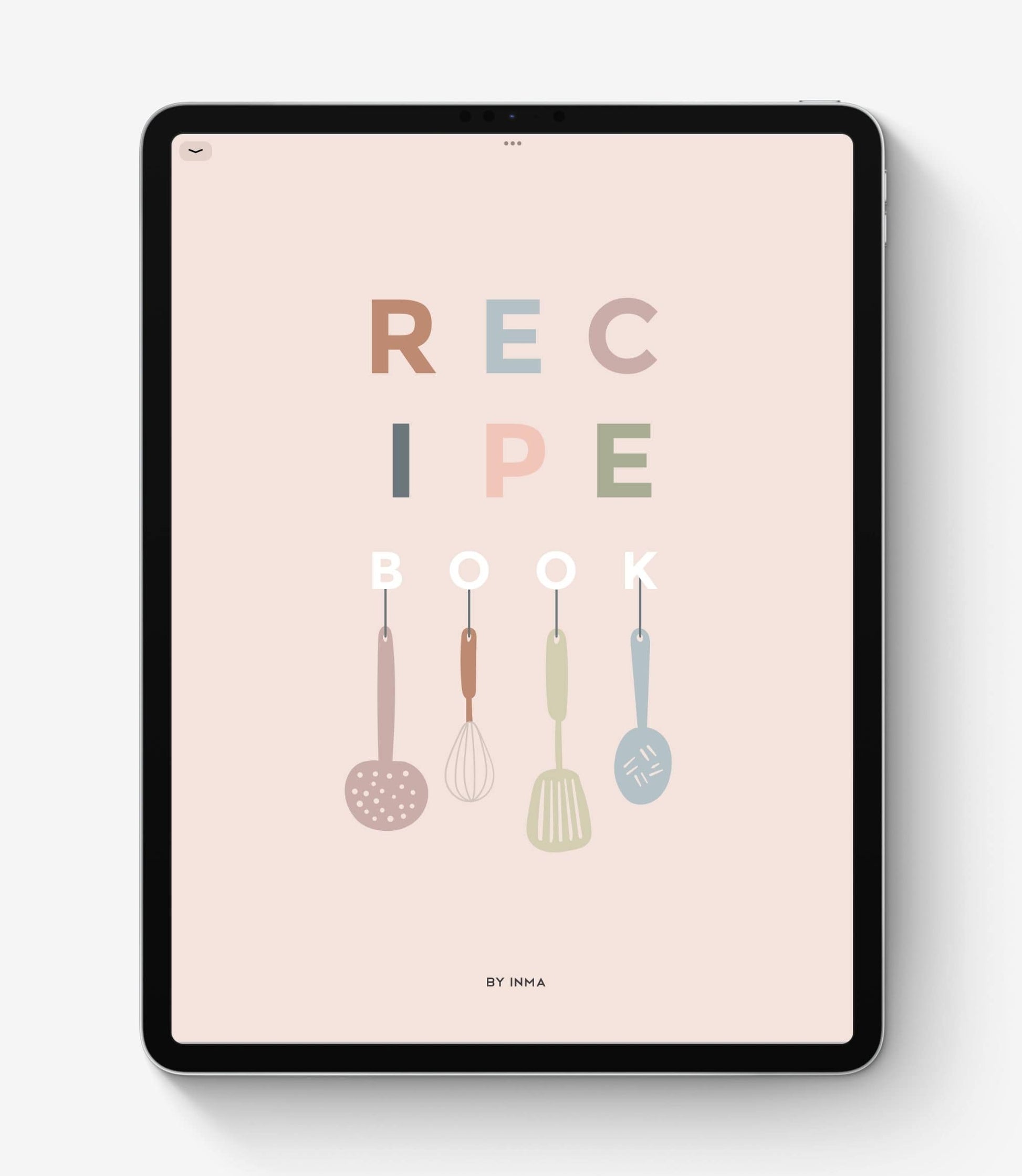 iPad with a digital recipe journal cover
