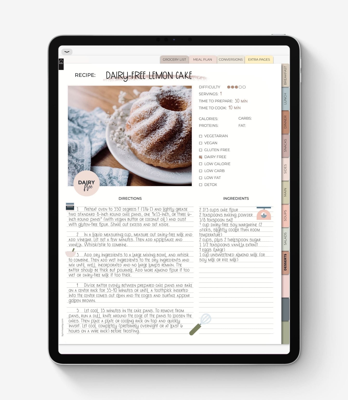 Recipe Organizer, Google Sheets, Recipe Log, Digital Recipe Book -   Canada