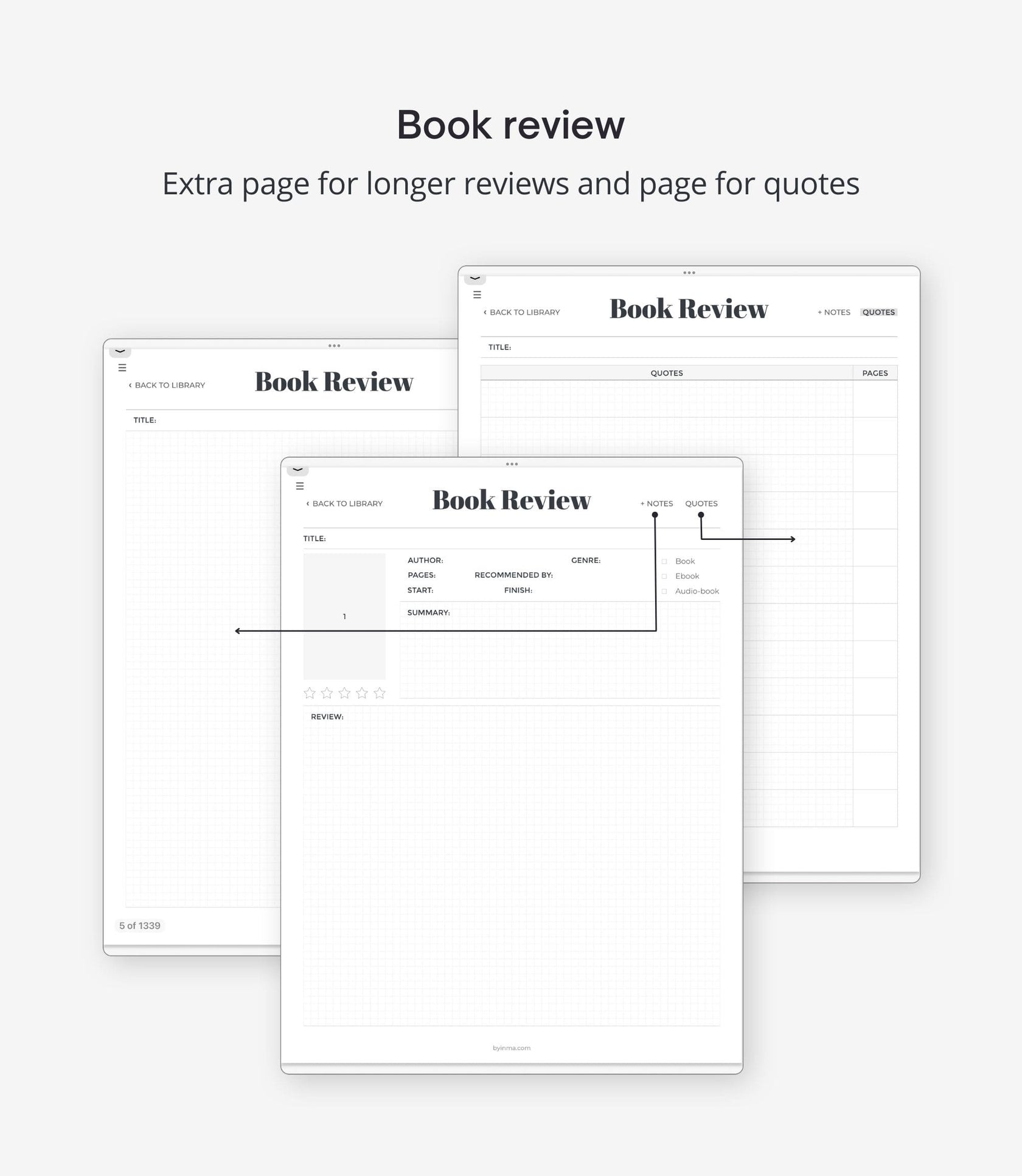 Digital reading journal for iPad and Goodnotes app BY INMA By Inma