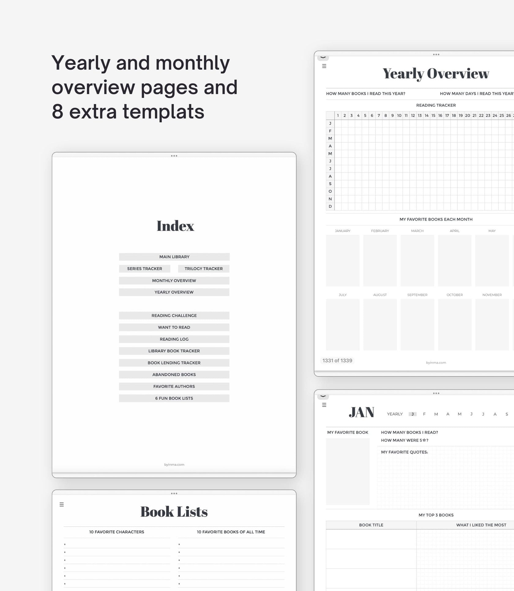 Digital reading journal for iPad and Goodnotes app - BY INMA – By Inma